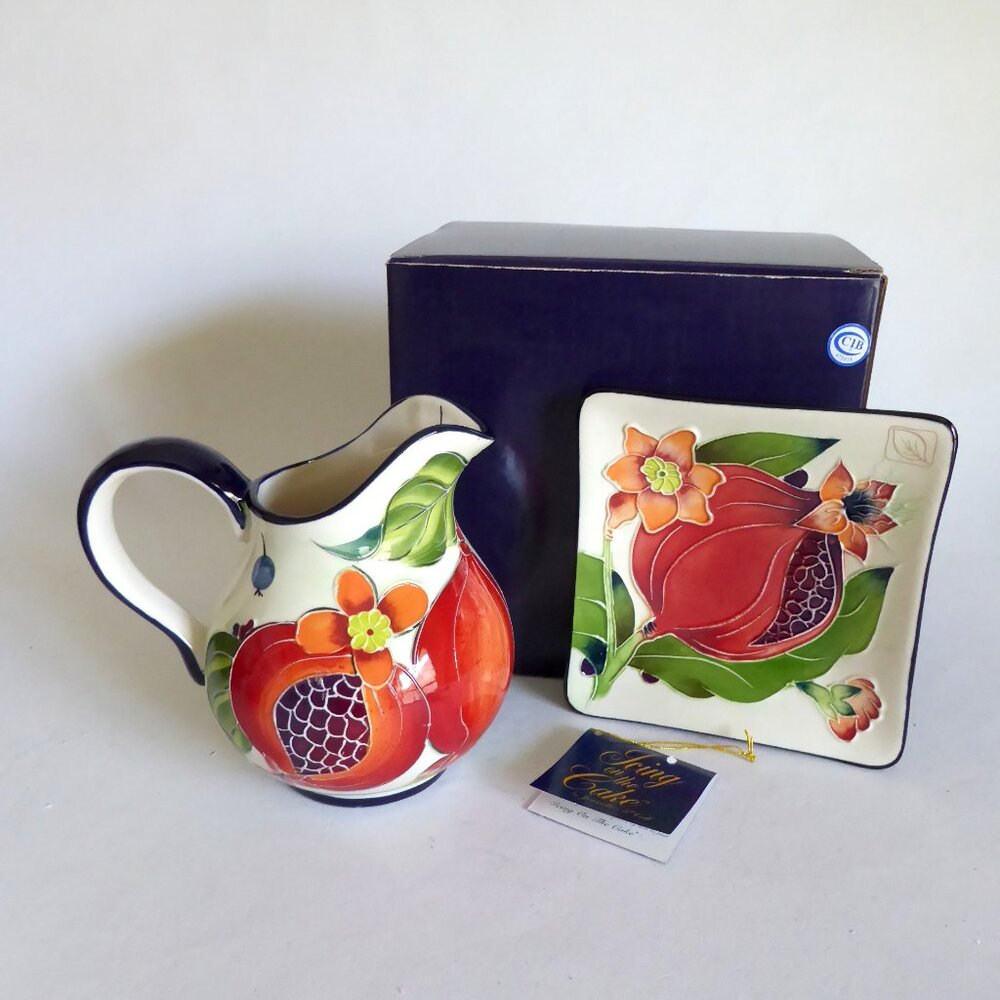 RETIRED JEANETTE J. McCALL ICING ON THE CAKE CERAMIC PITCHER & TRAY (NEW IN BOX)